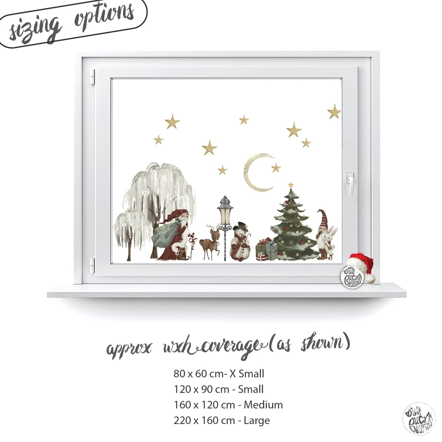 Father Christmas Winter Scene Window Decal Set - Dizzy Duck Designs