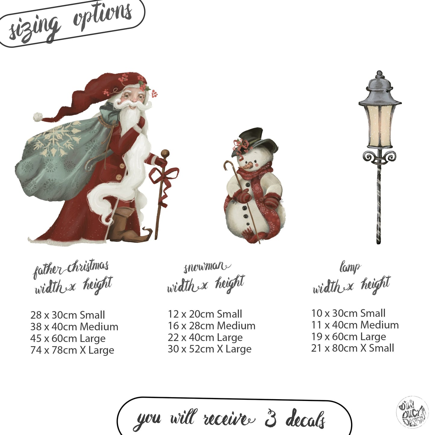 Father Christmas & Snowman Window Decal Set - Dizzy Duck Designs