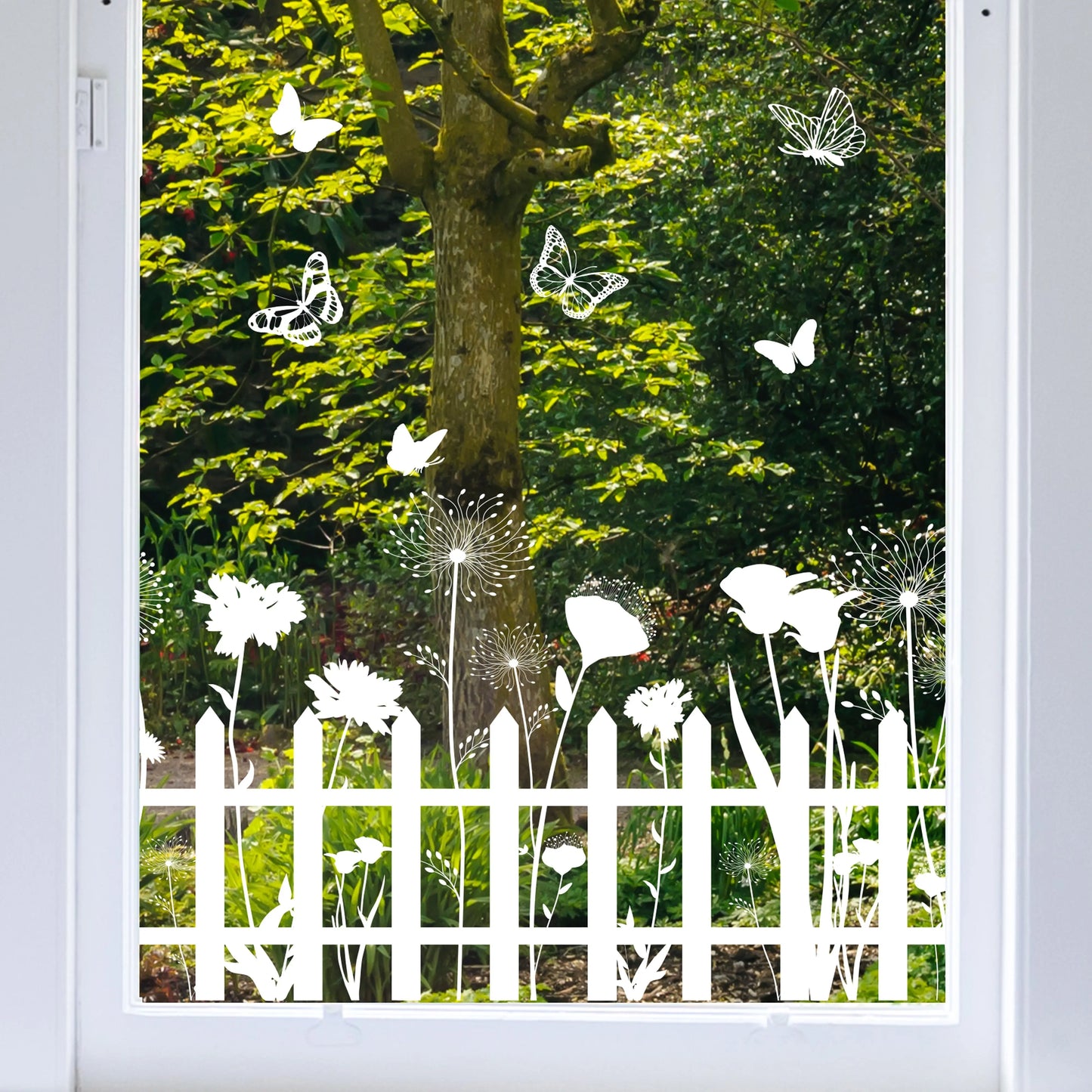 Fence Flowers Clear Window Privacy Border - Dizzy Duck Designs