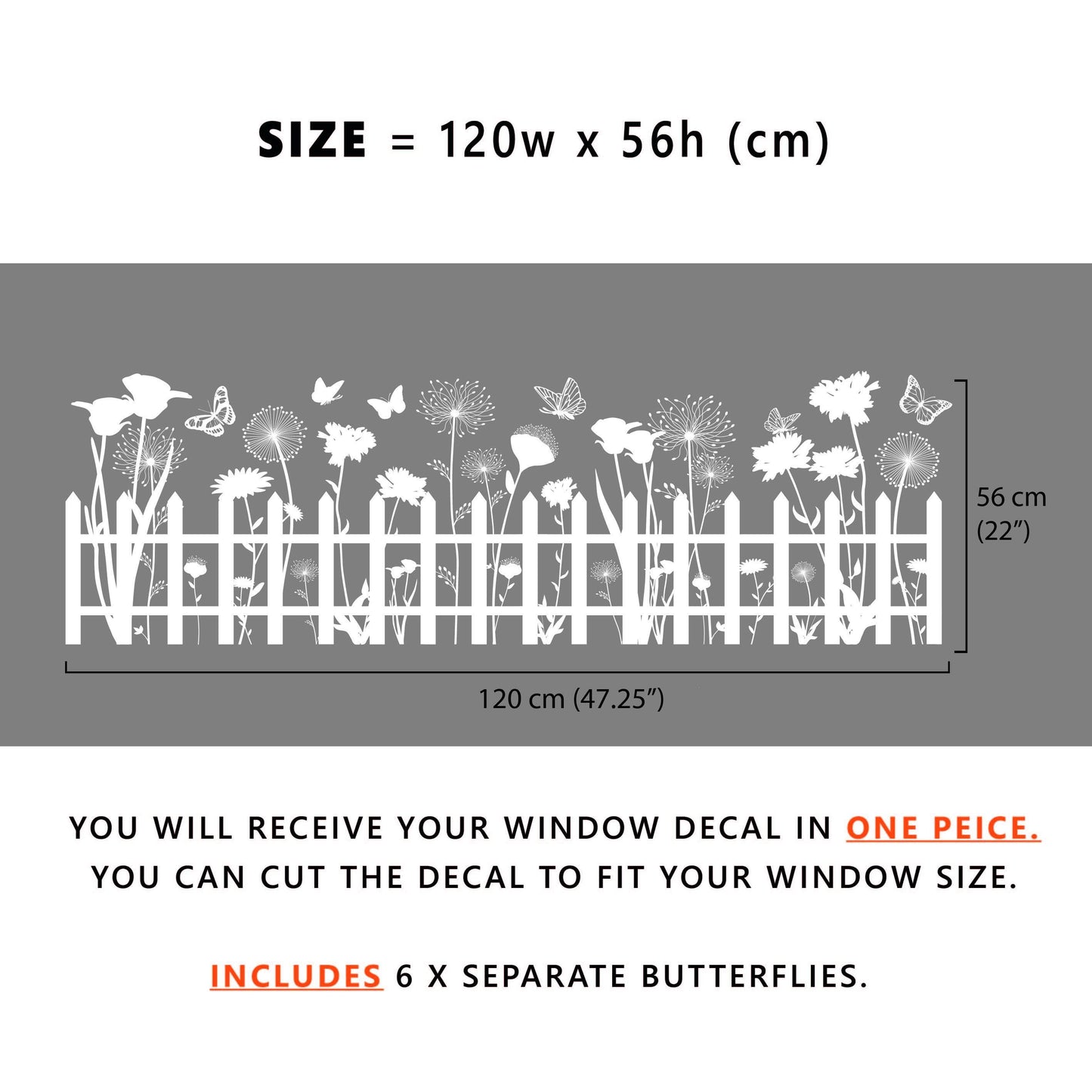 Decal Fence & Flowers Border Window Decal Dizzy Duck Designs
