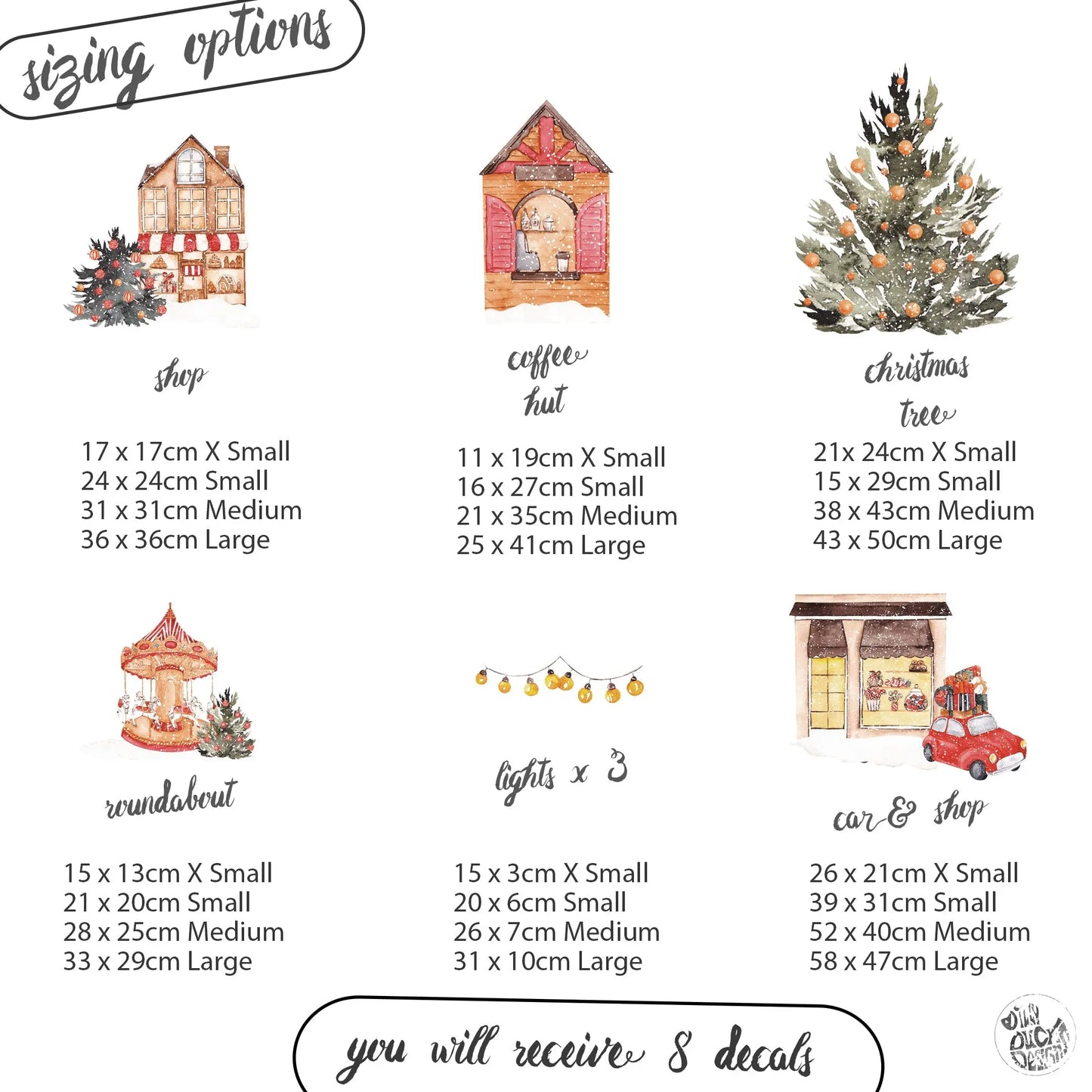 Festive Town Winter Village Window Decal Set - Dizzy Duck Designs