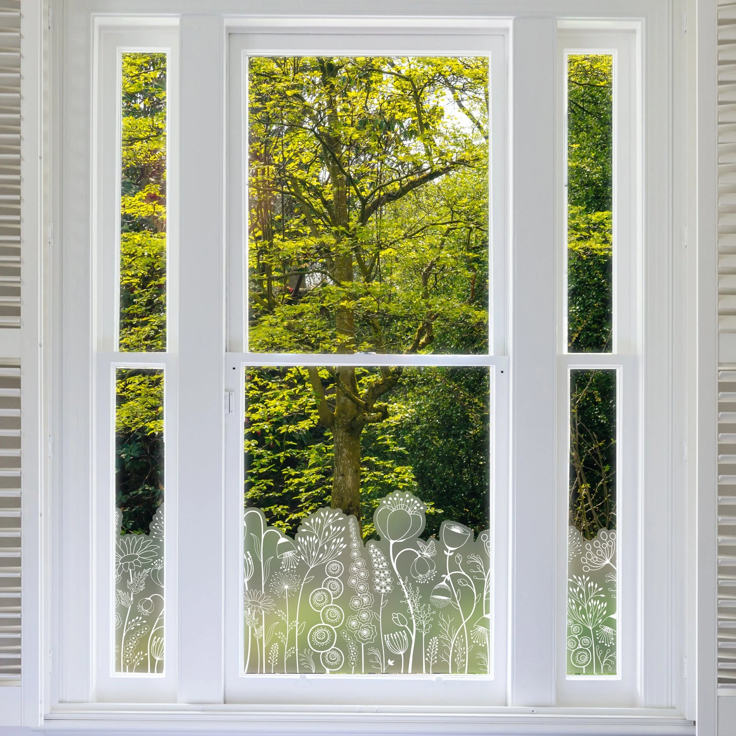 Flower Frosted Window Privacy Border - Dizzy Duck Designs