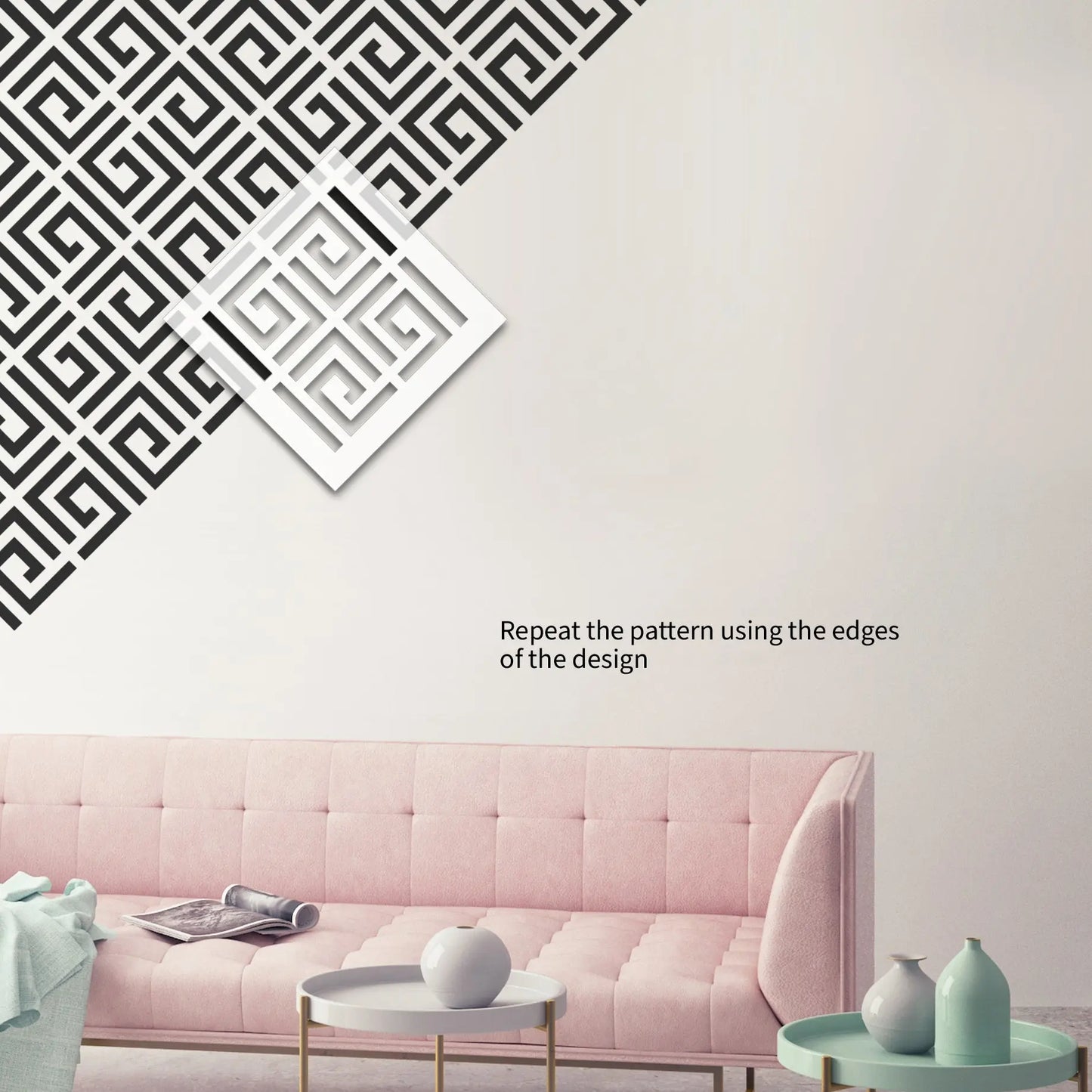 GEO MAZE Wall Stencil - Dizzy Duck Designs