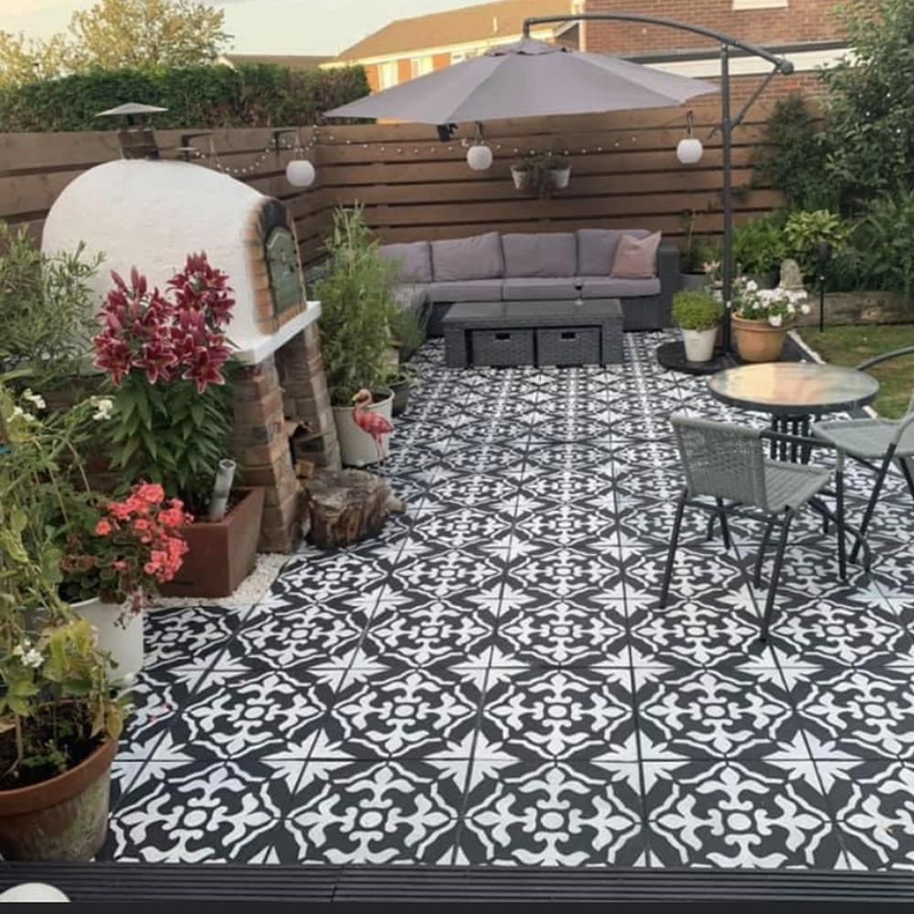 Gibraltar Patio Stencil - Square Slabs - Dizzy Duck Designs