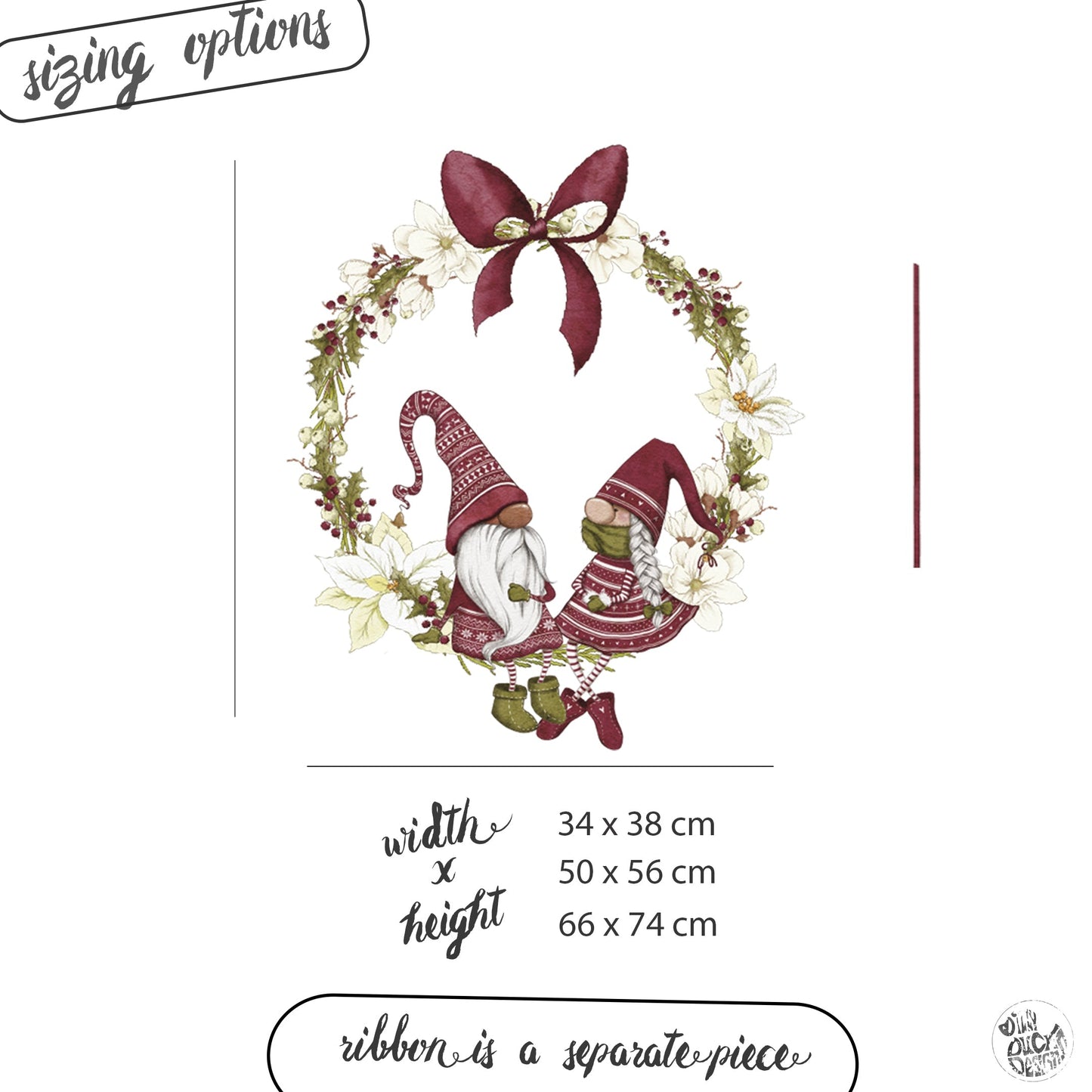 Girl & Boy Christmas Gnome Wreath - Red - Dizzy Duck Designs