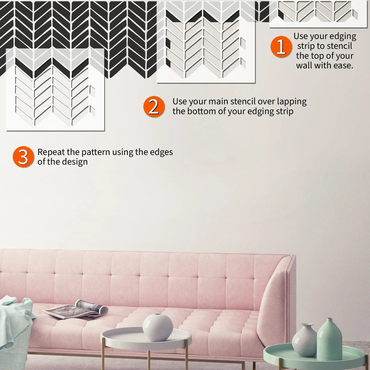HERRINGBONE Wall Stencil - Dizzy Duck Designs