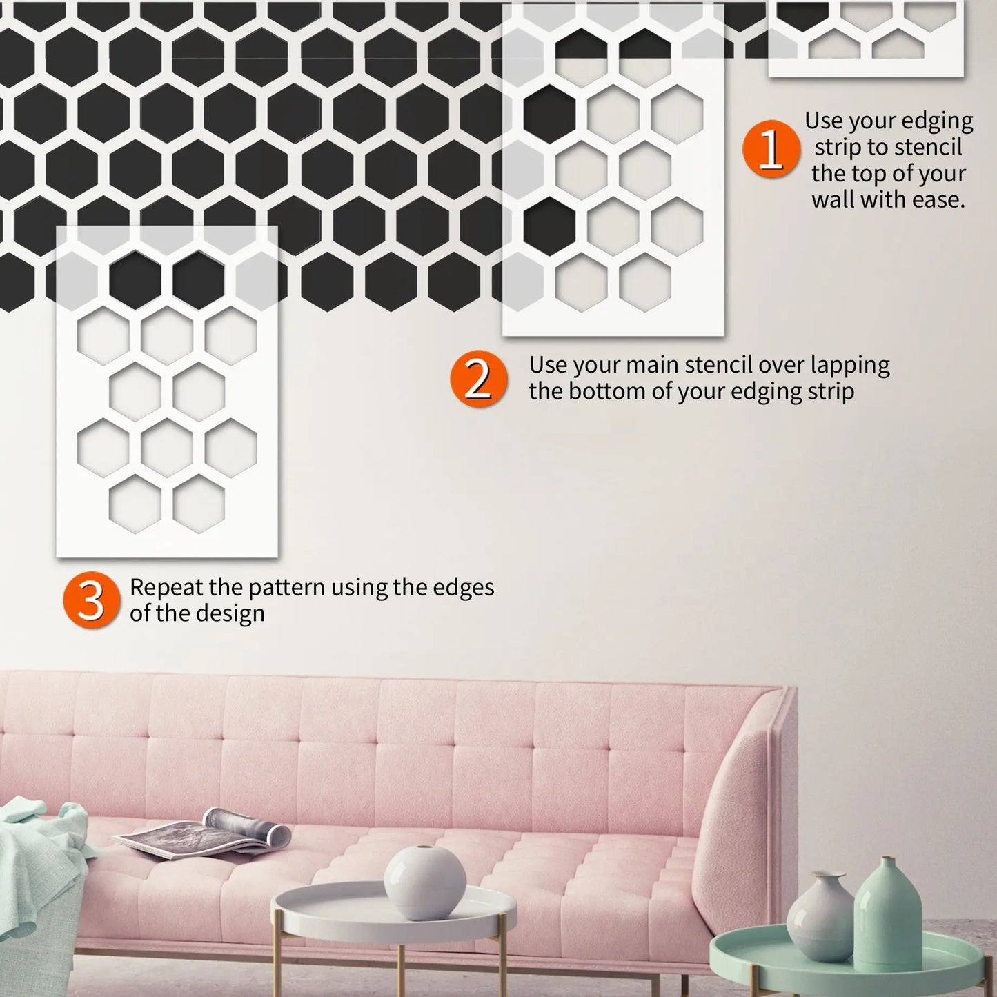 HEXAGON Wall Stencil - Dizzy Duck Designs