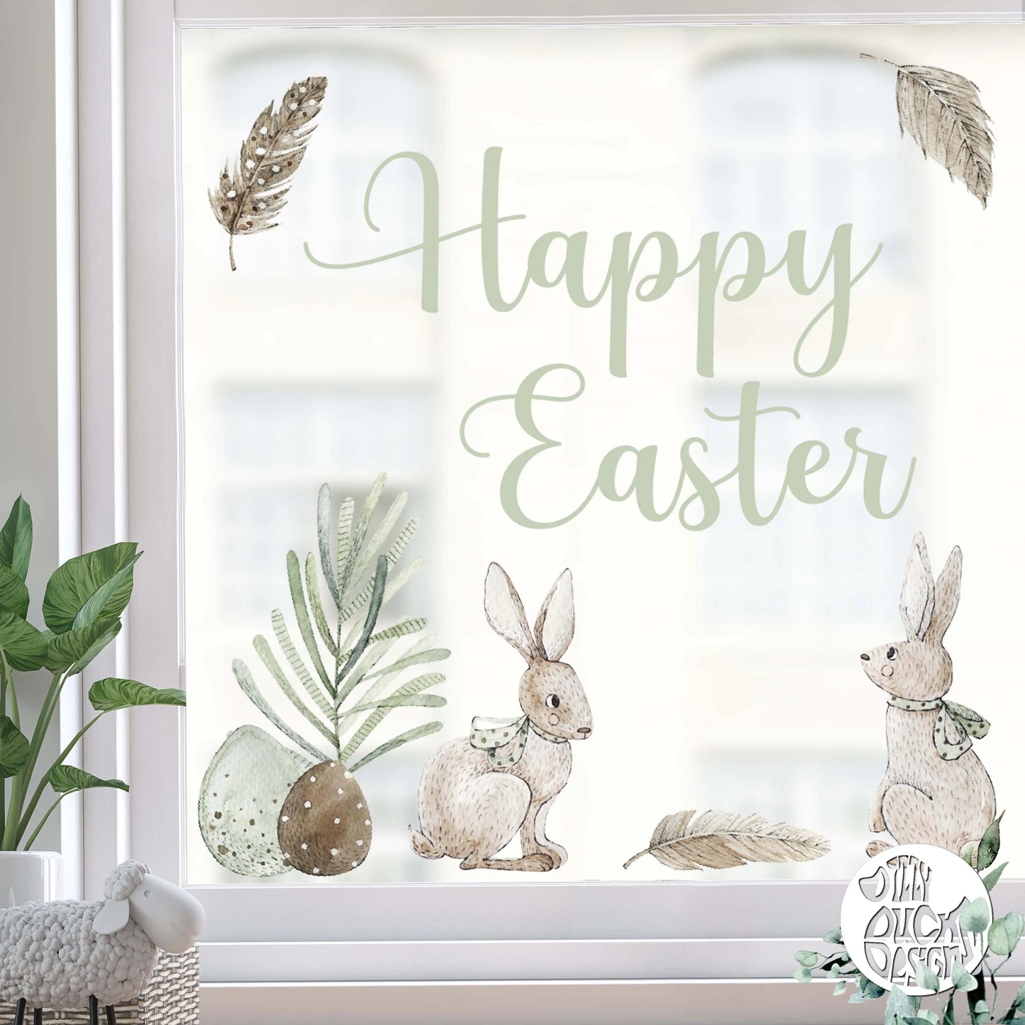 Happy Easter Spring Watercolour Window Decal Set - Dizzy Duck Designs