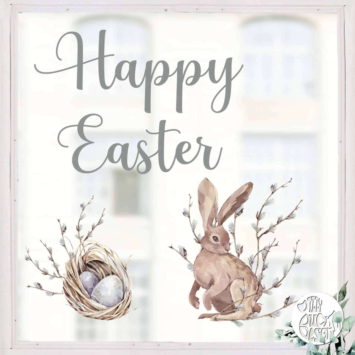 Happy Easter Willow Spring Window Decal Set - Dizzy Duck Designs