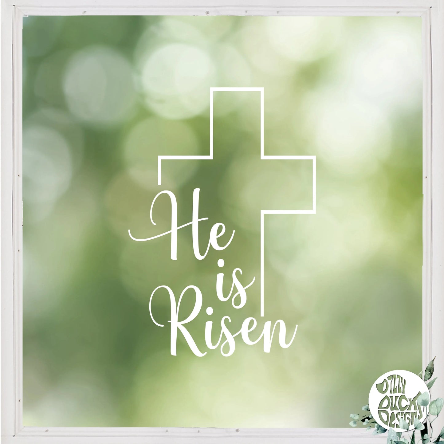 He Is Risen Easter Cross Window Decal - Dizzy Duck Designs