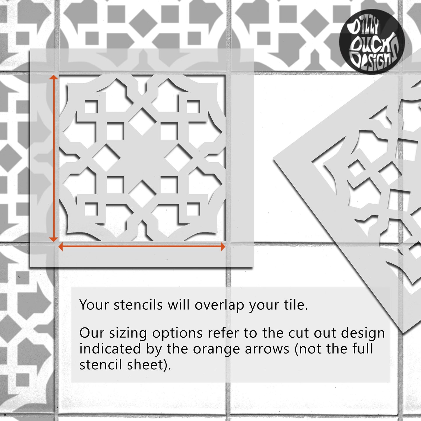 Izmir Tile Stencil - Dizzy Duck Designs