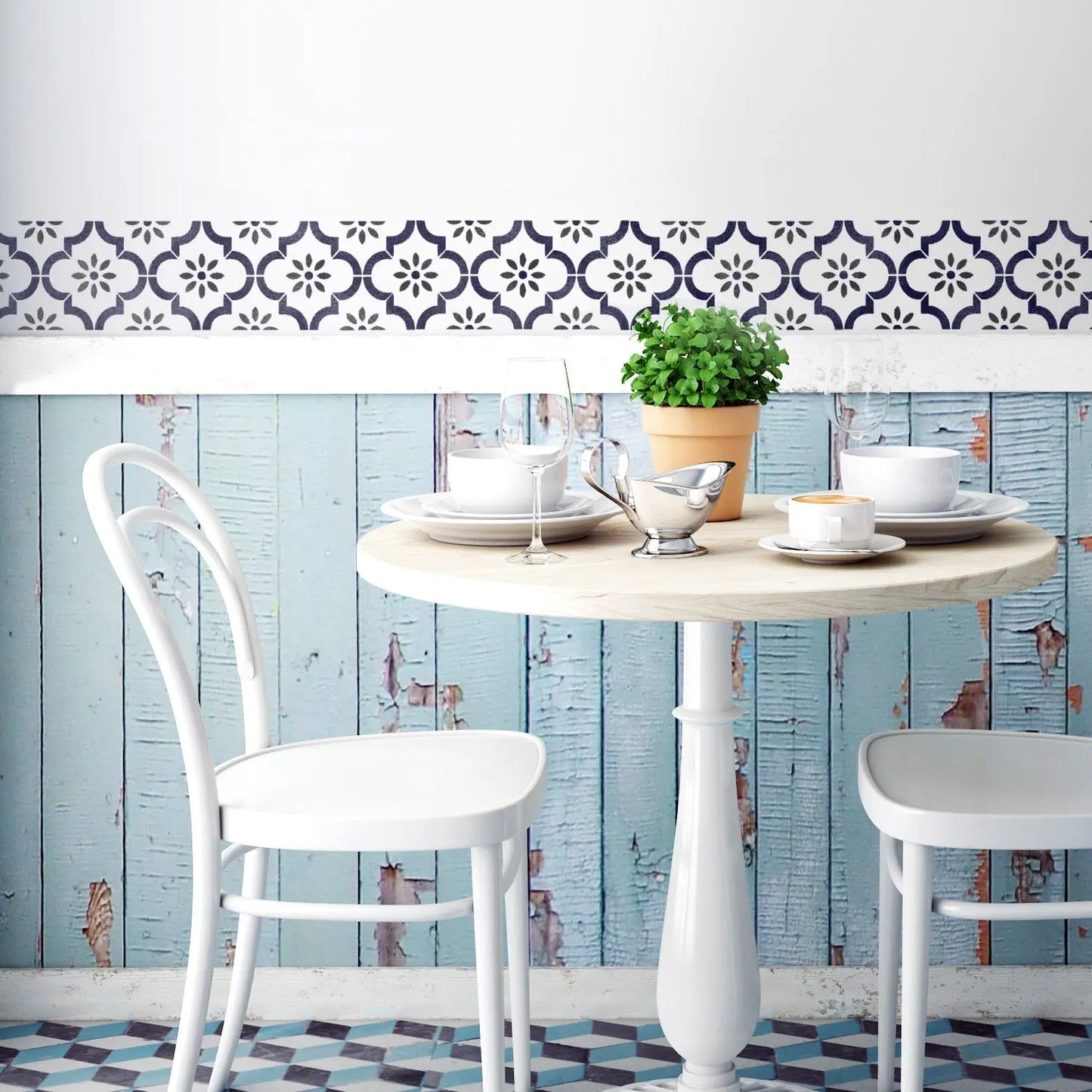 JANNAH Tile Border Stencil - Dizzy Duck Designs