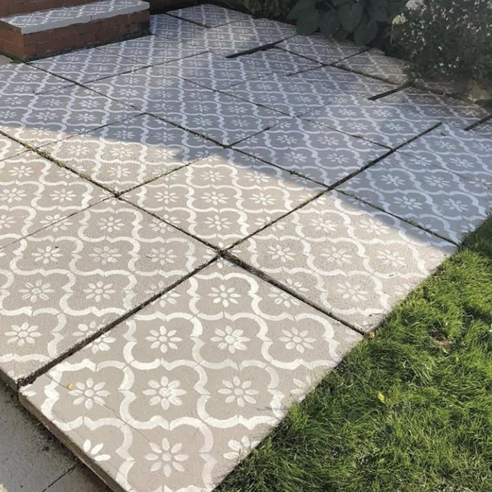Jannah Patio Stencil - Rectangle Slabs - Dizzy Duck Designs