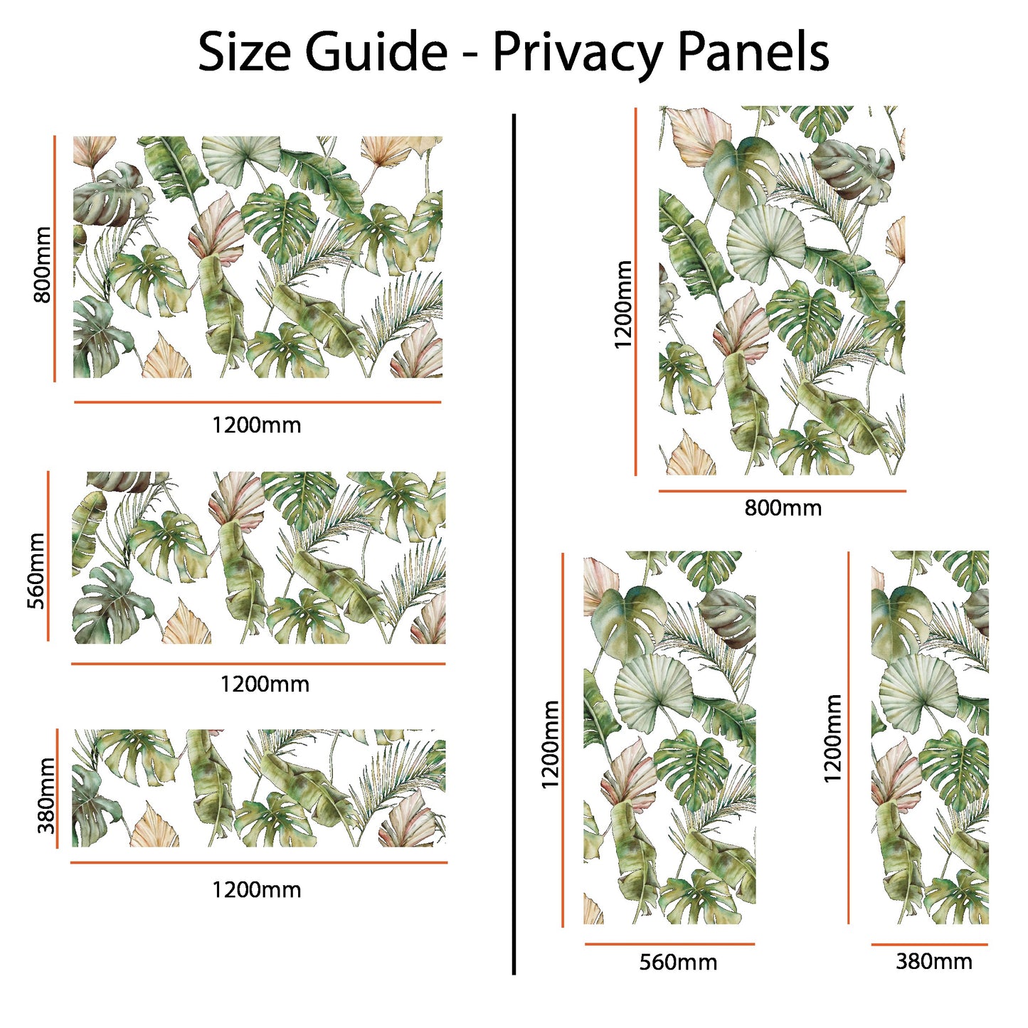 Jungle Leaf Tropical Privacy Frosted Window Panel - Dizzy Duck Designs
