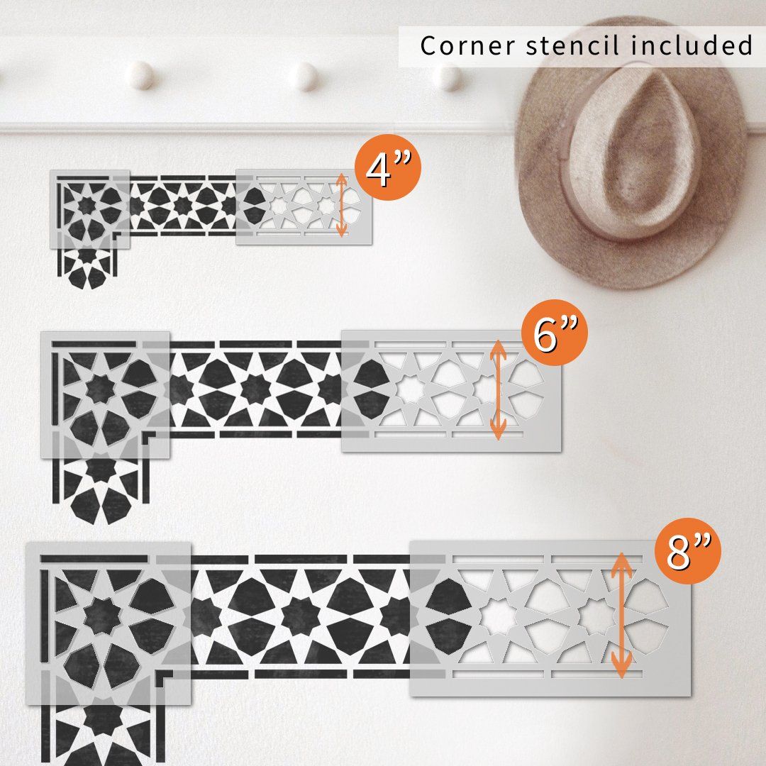 KALKIM Tile Border Stencil - Dizzy Duck Designs