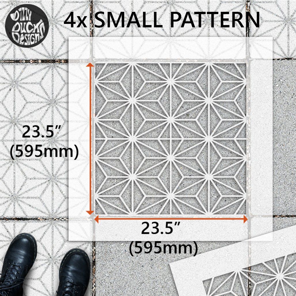 Kasai Patio Stencil - Square Slabs - Dizzy Duck Designs