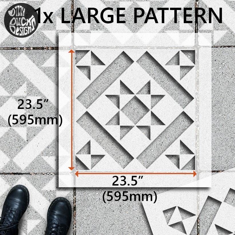 Kensington Patio Stencil - Square Slabs - Dizzy Duck Designs