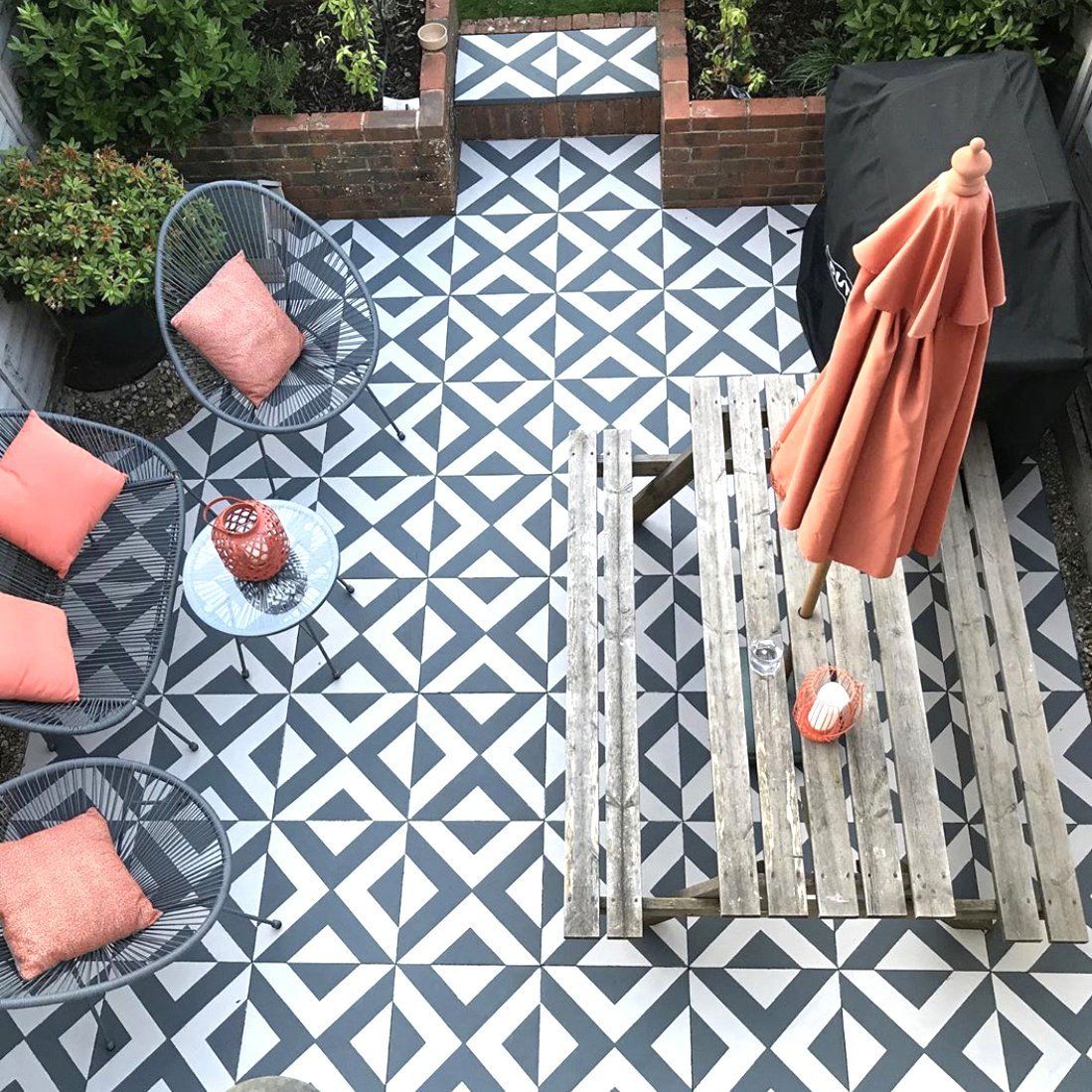 Ksar Patio Stencil - Square Slabs - Dizzy Duck Designs