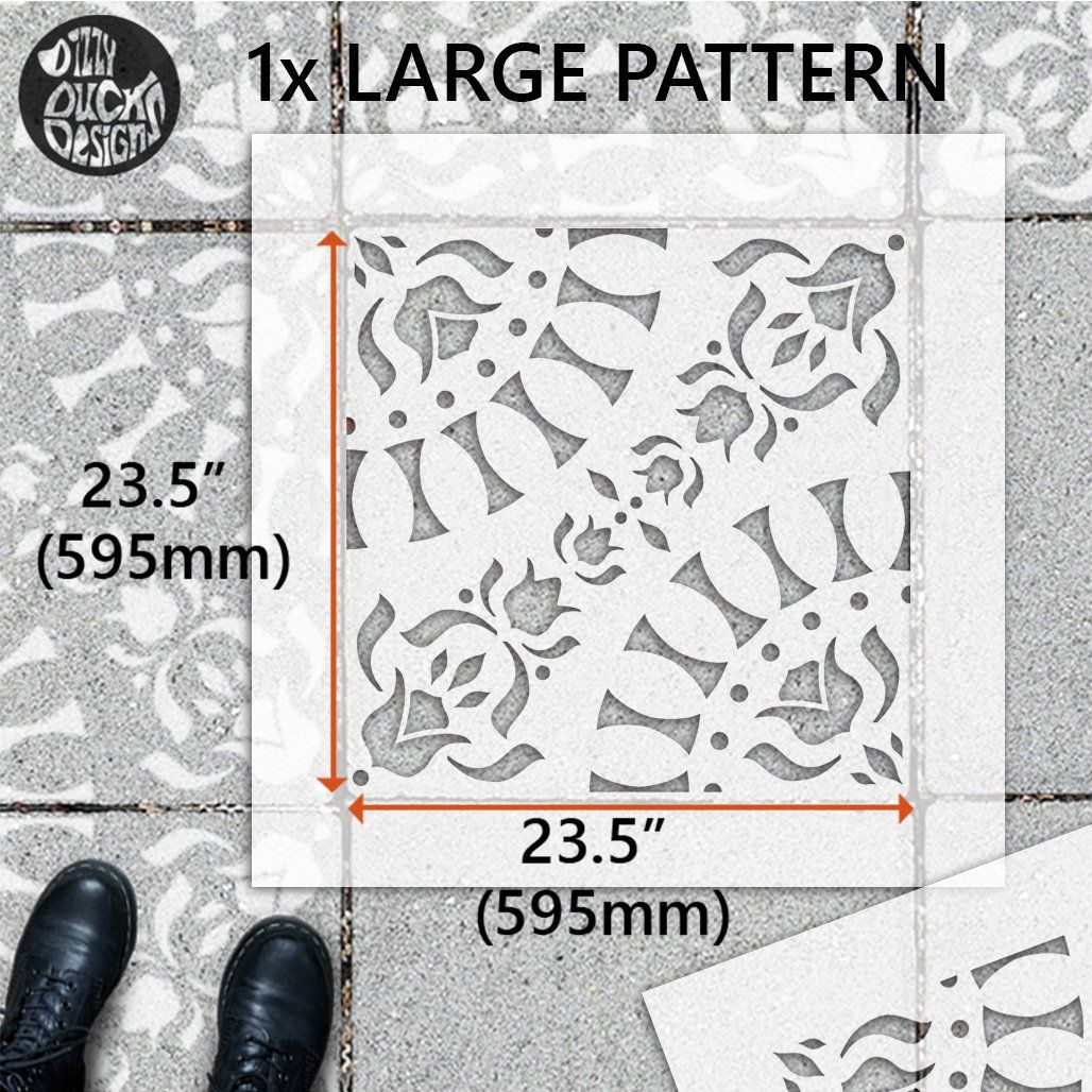 Laya Patio Stencil - Square Slabs - Dizzy Duck Designs