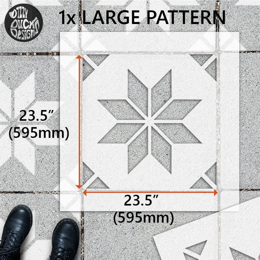 Leksand Patio Stencil - Square Slabs - Dizzy Duck Designs