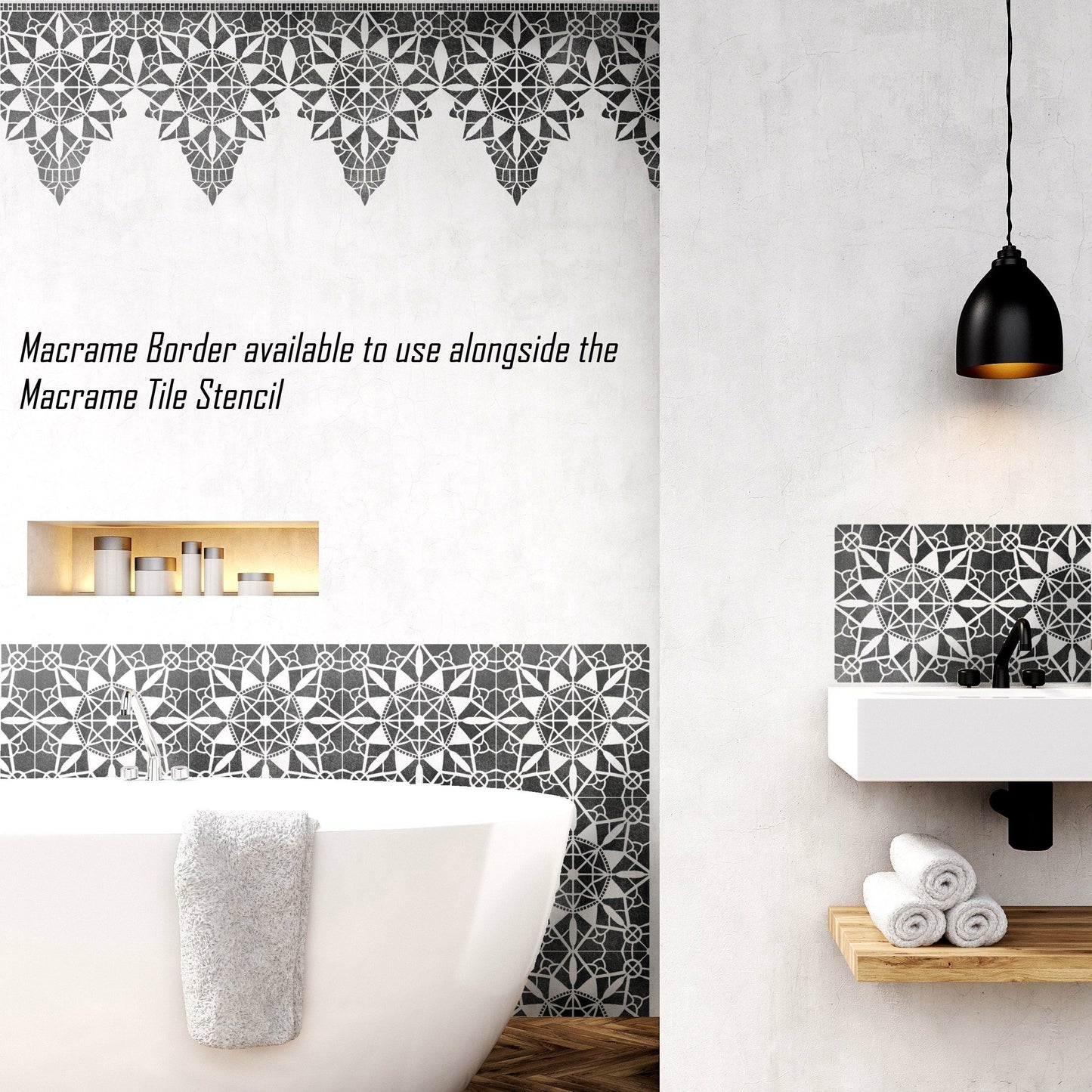 Macrame Faux-Tile Stencil - Dizzy Duck Designs