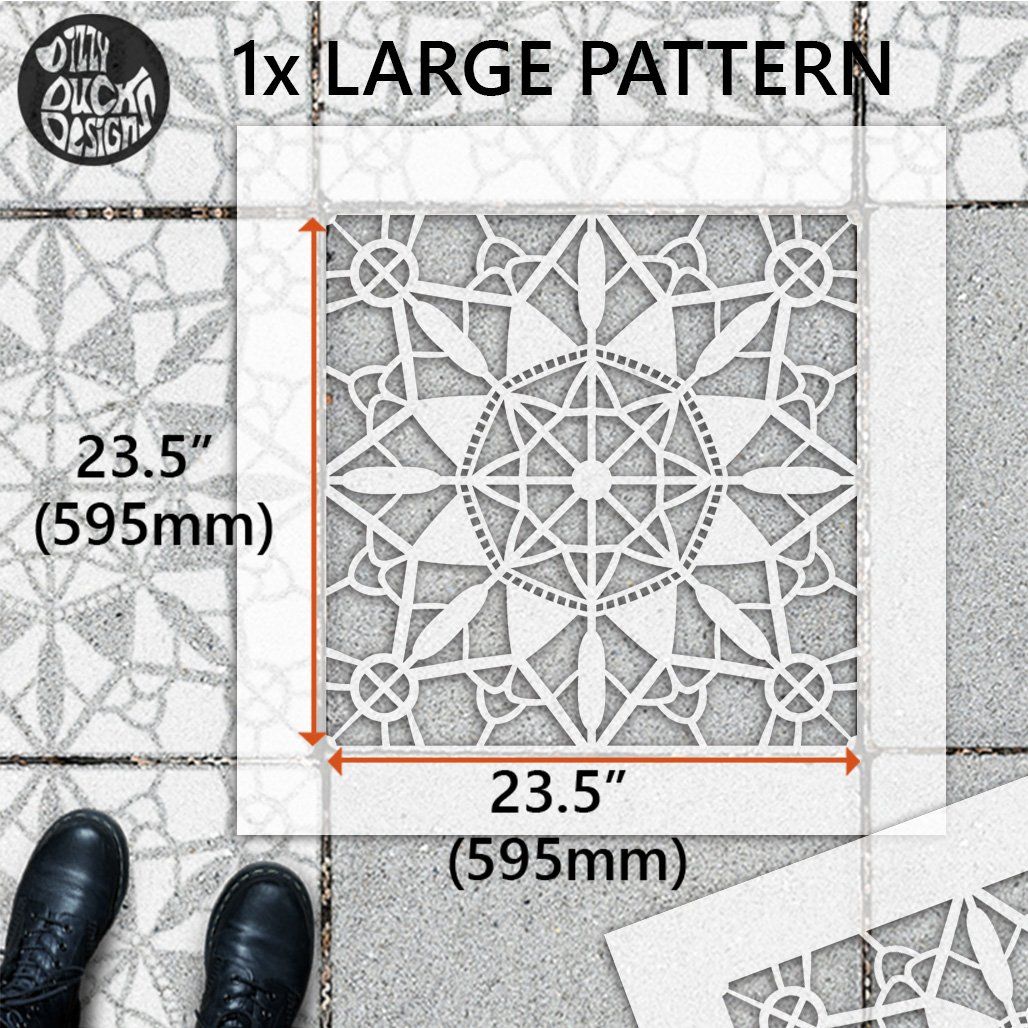 Macrame Patio Stencil - Square Slabs - Dizzy Duck Designs