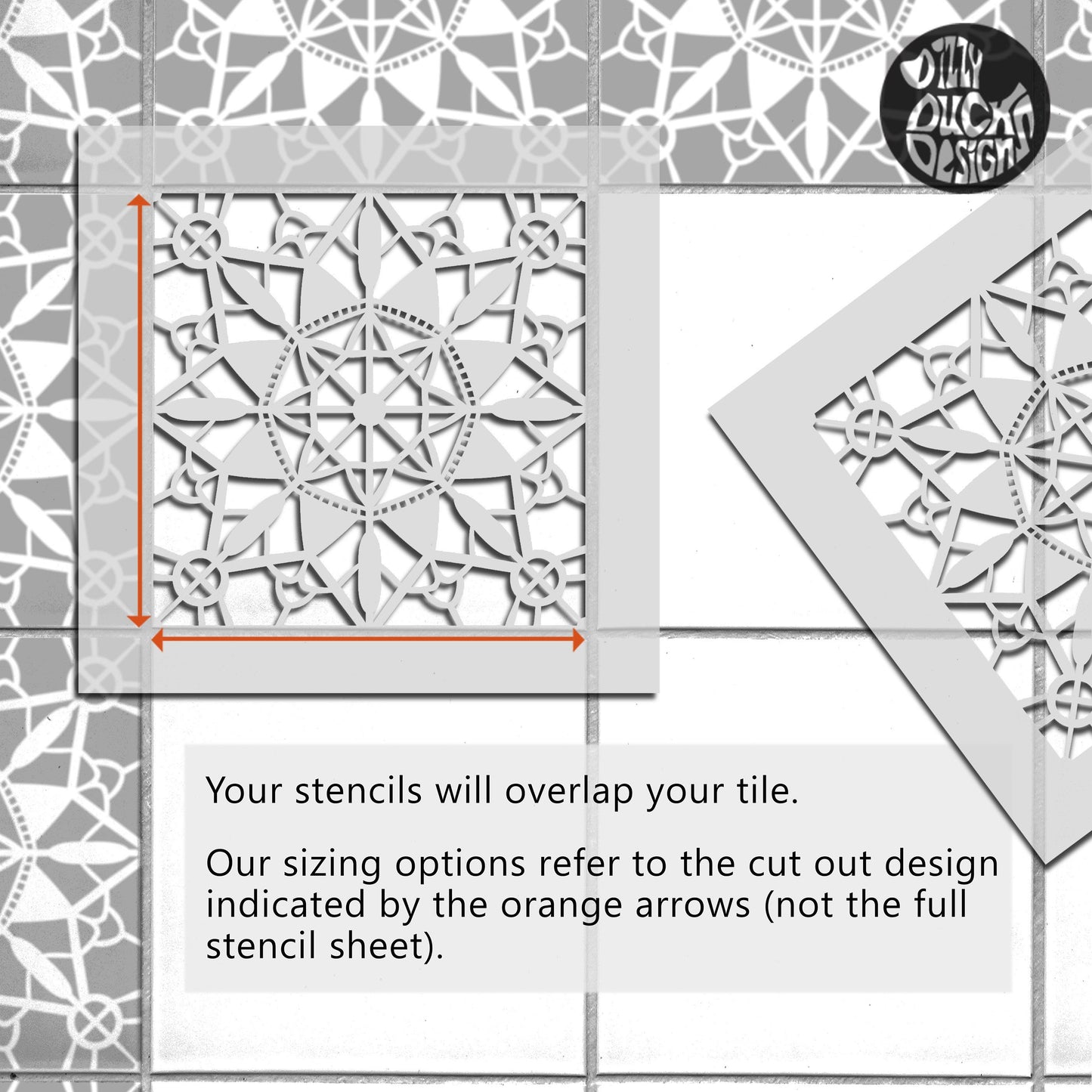 Macrame Tile Stencil - Dizzy Duck Designs
