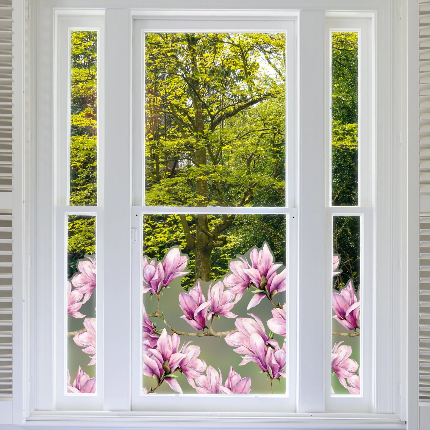 Magnolia Frosted Window Privacy Border - Dizzy Duck Designs
