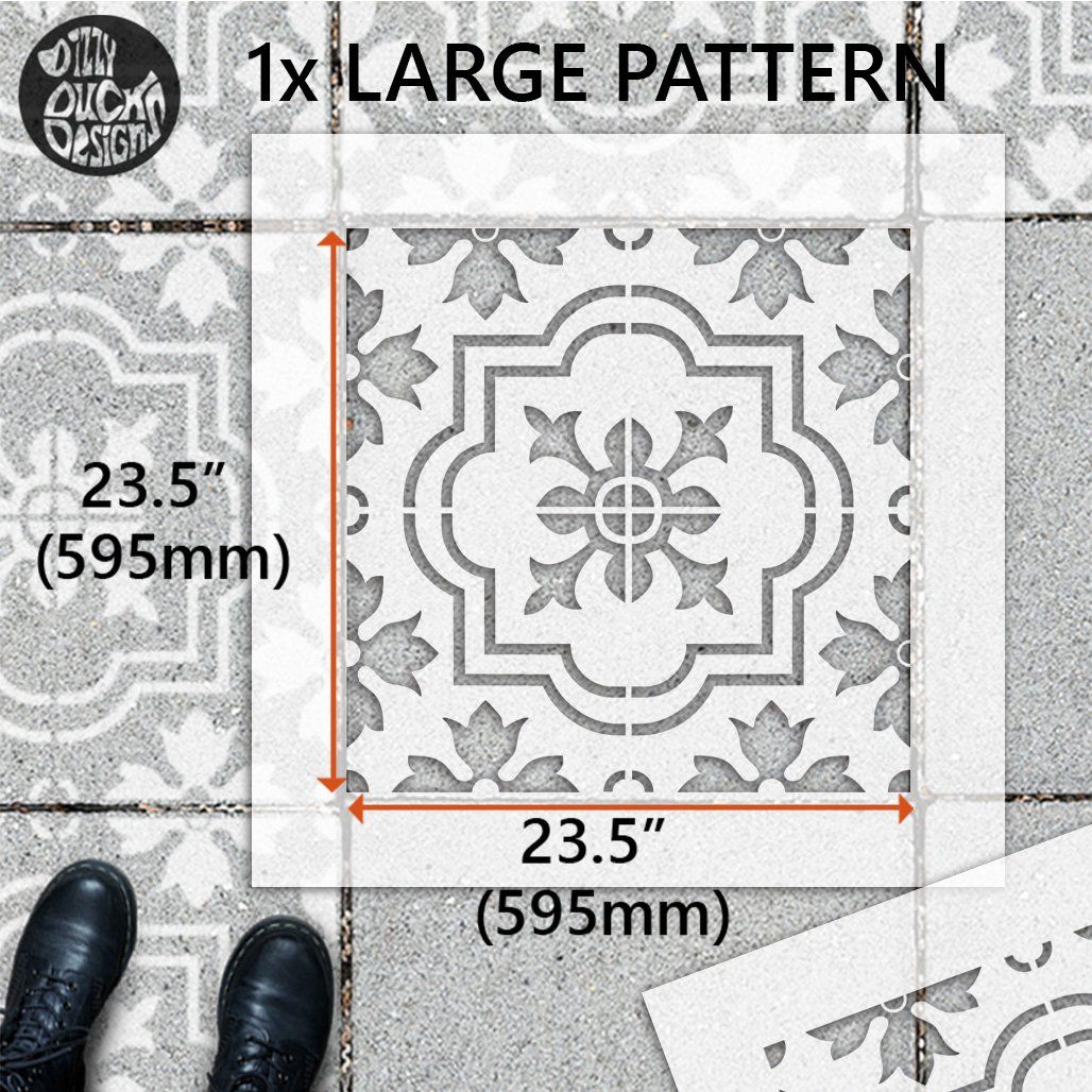 Marbella Patio Stencil - Square Slabs - Dizzy Duck Designs