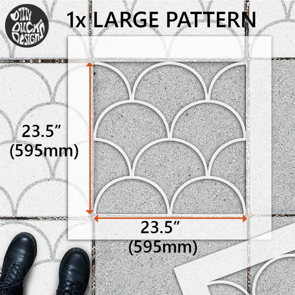 Mermaid Patio Stencil - Square Slabs - Dizzy Duck Designs
