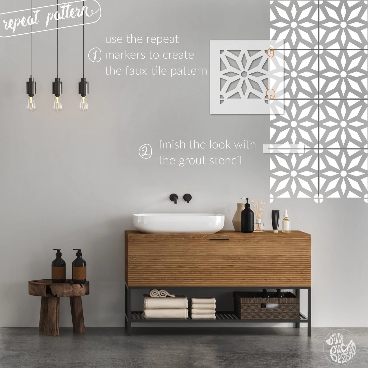 Midar Faux-Tile Stencil - Dizzy Duck Designs