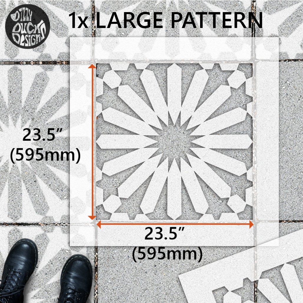 Midelt Patio Stencil - Square Slabs - Dizzy Duck Designs