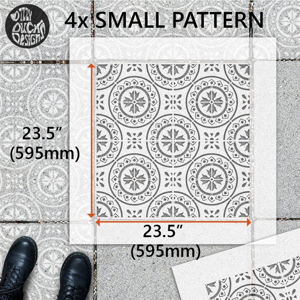 Morello Patio Stencil - Square Slabs - Dizzy Duck Designs