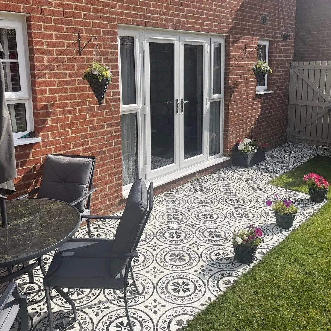 Morello Patio Stencil - Square Slabs - Dizzy Duck Designs