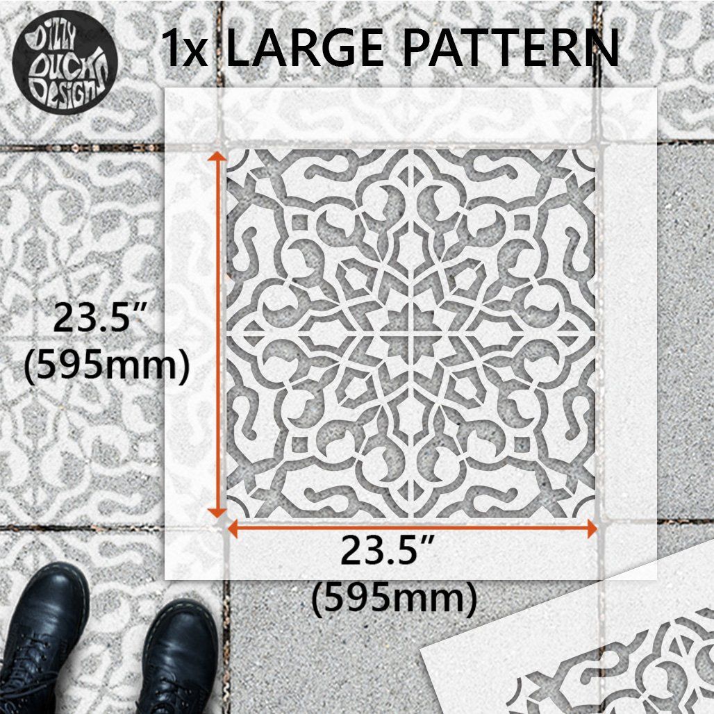 Nadia Patio Stencil - Square Slabs - Dizzy Duck Designs