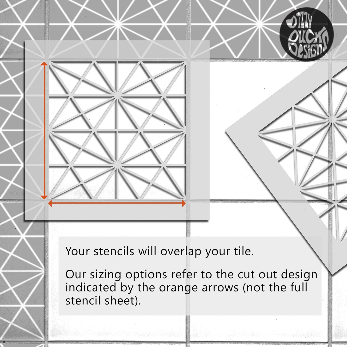 Osaka Tile Stencil - Dizzy Duck Designs