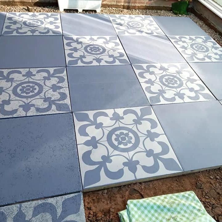 Oxford Patio Stencil - Square Slabs - Dizzy Duck Designs