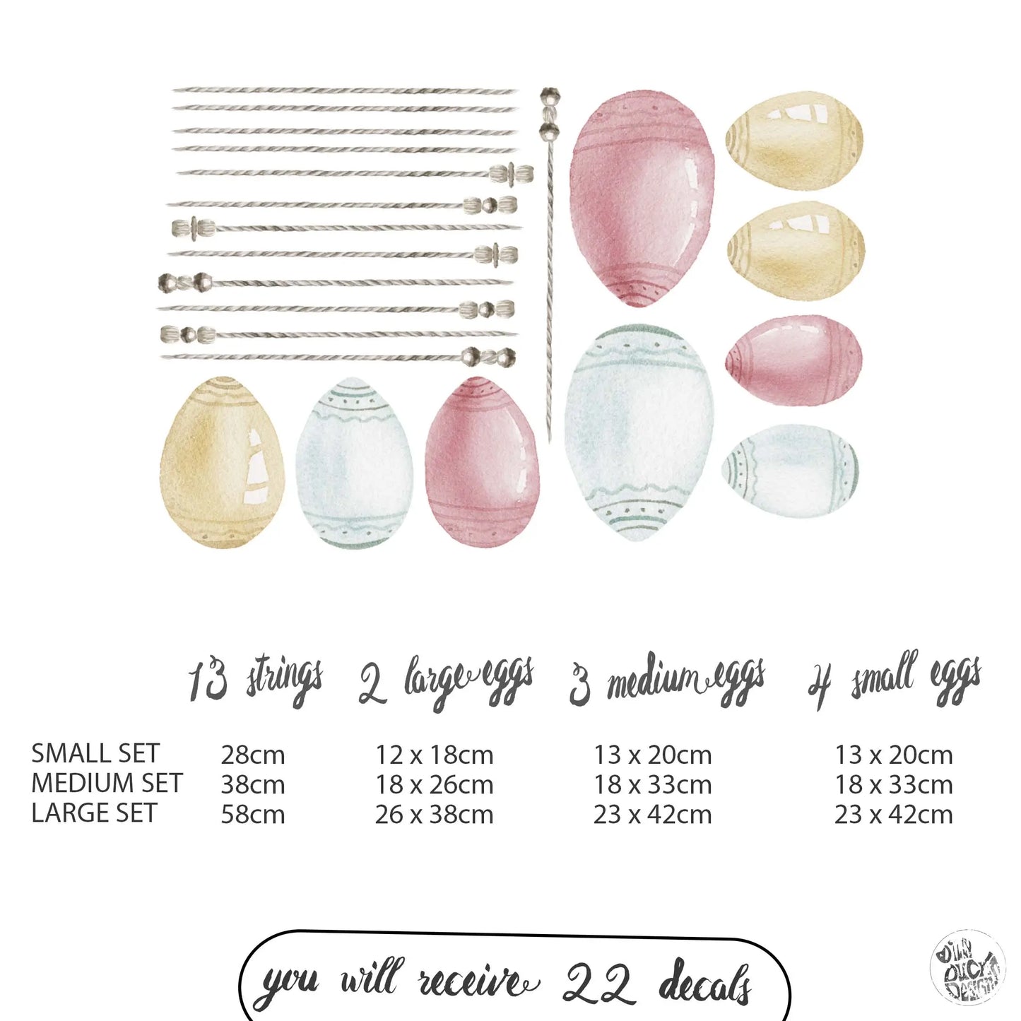 Pastel Easter Egg Window Decal Baubles Set - Dizzy Duck Designs