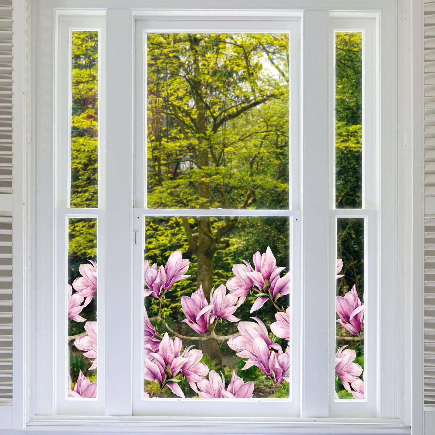 Pink Magnolias Clear Window Privacy Border - Dizzy Duck Designs
