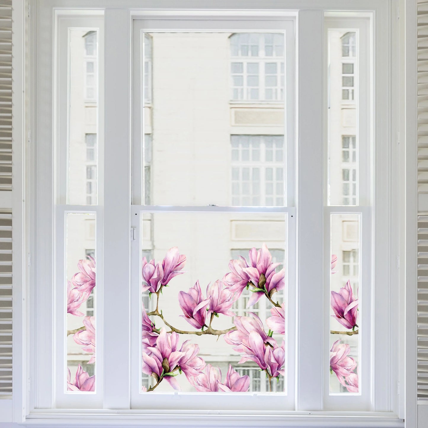 Pink Magnolias Clear Window Privacy Border - Dizzy Duck Designs