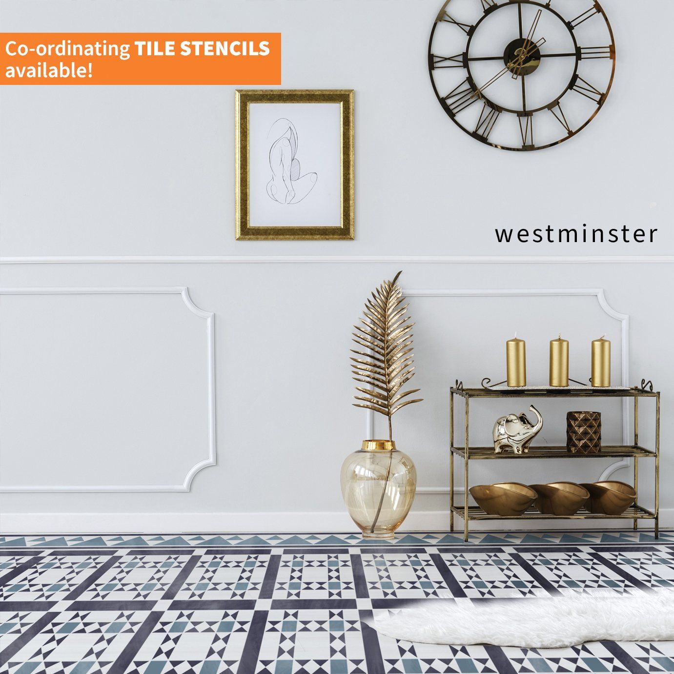 ROCHFORD Tile Border Stencil - Dizzy Duck Designs