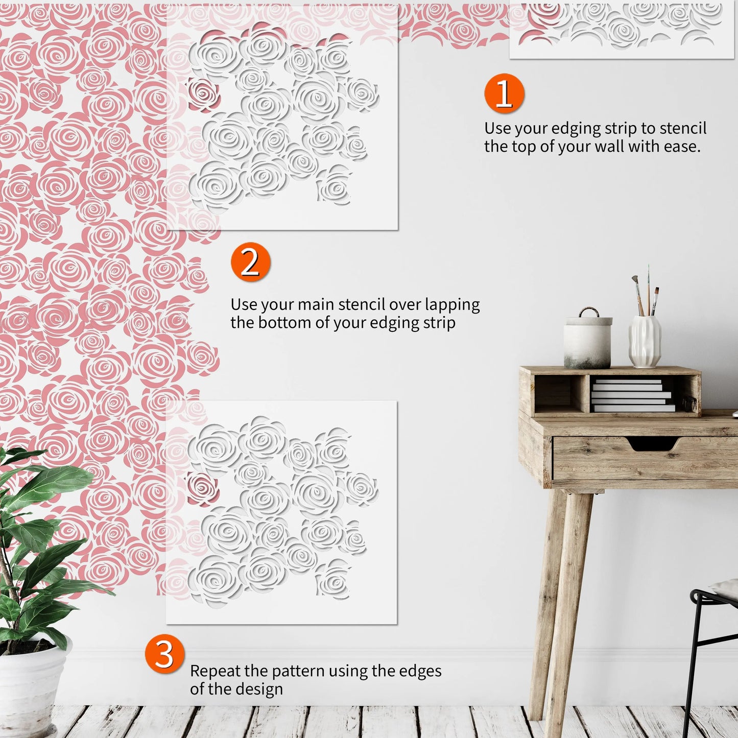 ROSES Wall Stencil - Dizzy Duck Designs