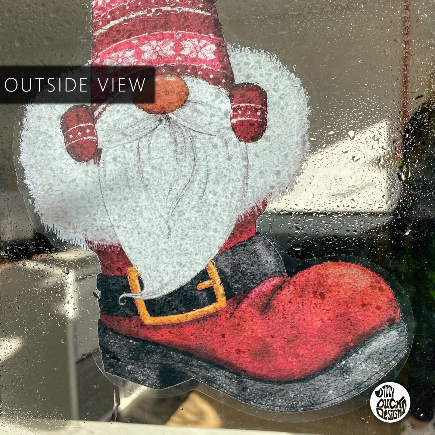 Red Boy Gnome Window Decal Set - Dizzy Duck Designs