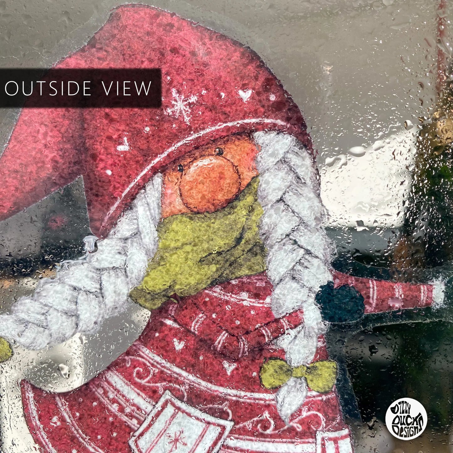 Red Girl Gnome Window Decal Set - Dizzy Duck Designs