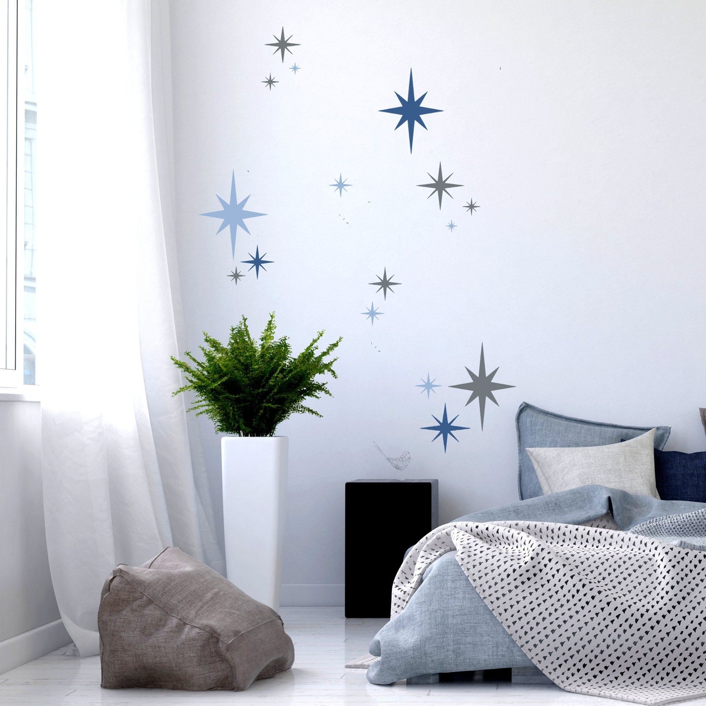 SET OF SIX 8-POINT STAR Wall and Furniture Stencils - Dizzy Duck Designs