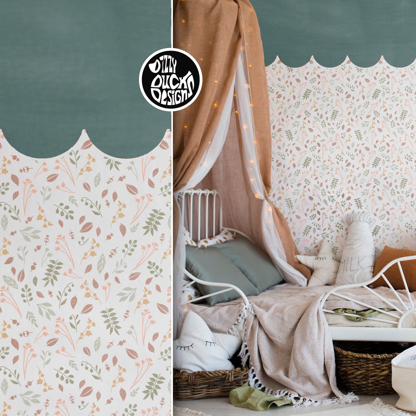 Scallop Border & Skien Wall Stencil Kit - Dizzy Duck Designs