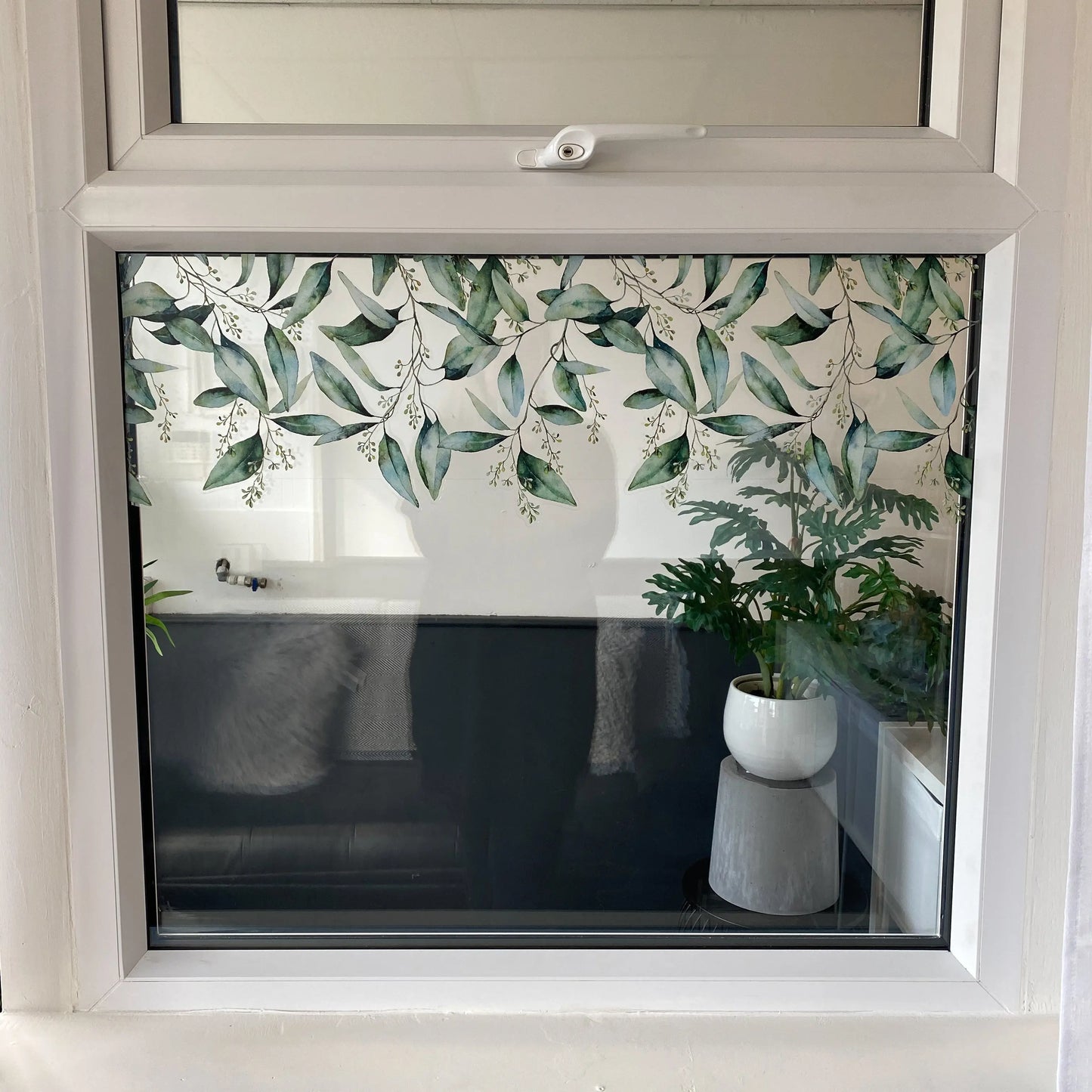 Seeded Eucalyptus Clear Window Privacy Border - Dizzy Duck Designs