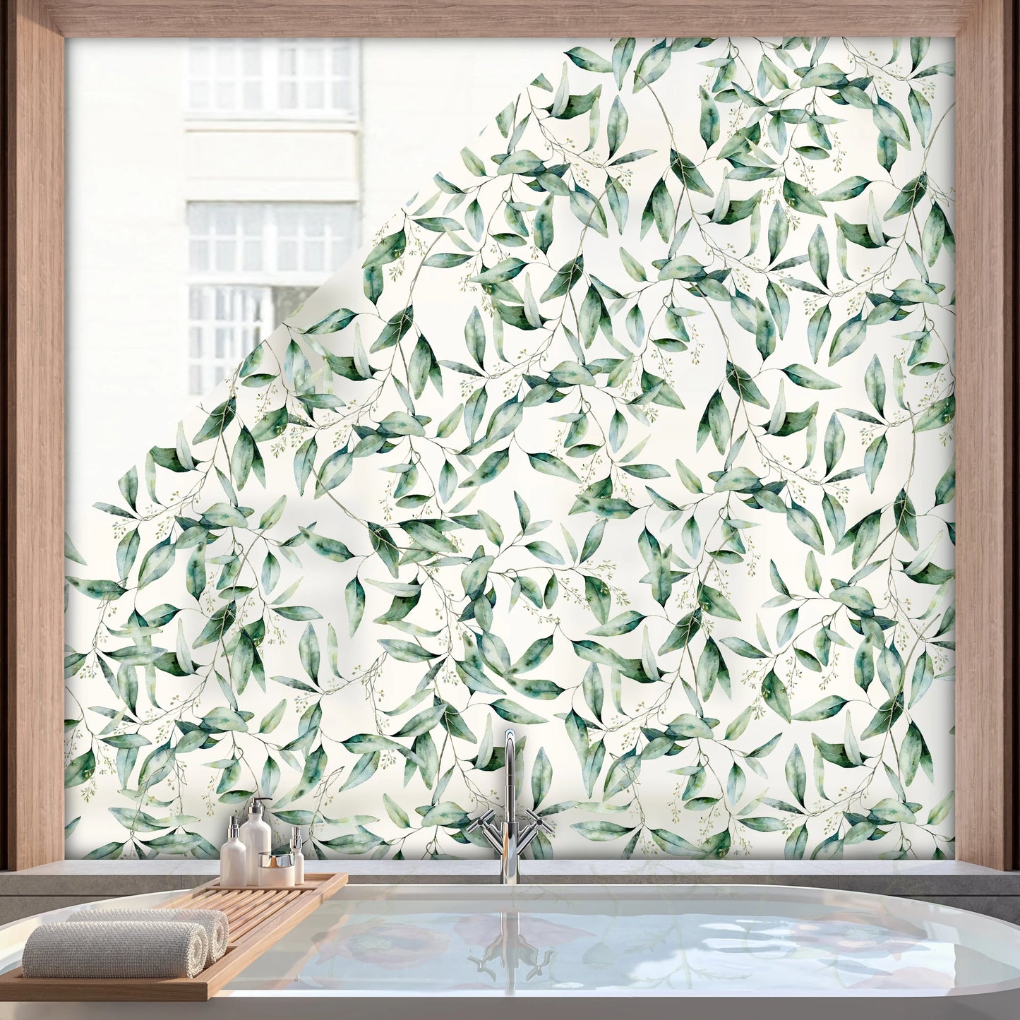 Seeded Eucalyptus Privacy Frosted Window Panel - Dizzy Duck Designs