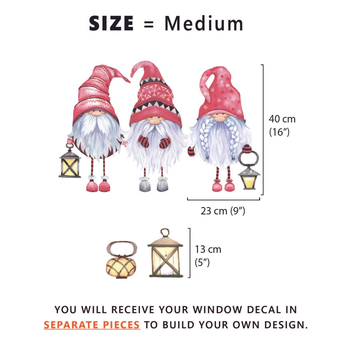 Set of 3 Christmas Gonk Window Decals - Dizzy Duck Designs