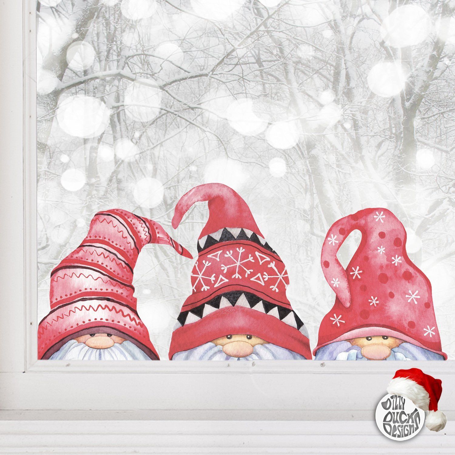 peeping Set of 3 Christmas Peeping Gonk Window Decals – Dizzy Duck Designs
